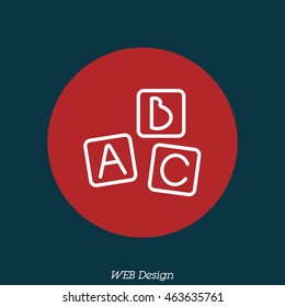 Web line icon. Baby bricks, ABC-bricks