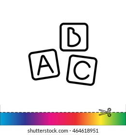 Web line icon. Baby bricks, ABC-bricks