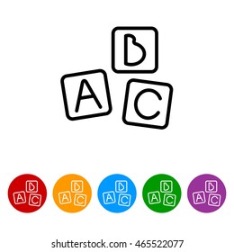 Web line icon. Baby bricks, ABC-bricks