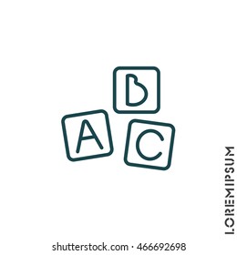 Web line icon. Baby bricks, ABC-bricks