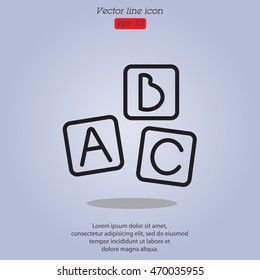 Web line icon. Baby bricks, ABC-bricks