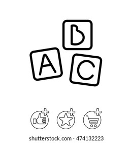 Web line icon. Baby bricks, ABC-bricks
