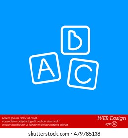 Web line icon. Baby bricks, ABC-bricks