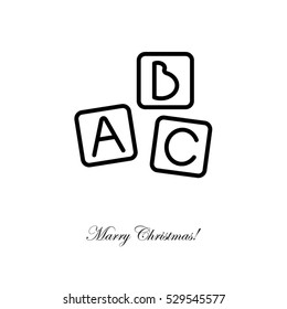 Web line icon. Baby bricks, ABC-bricks