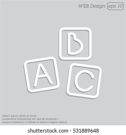 Web line icon. Baby bricks, ABC-bricks