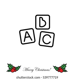 Web line icon. Baby bricks, ABC-bricks