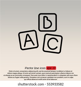 Web line icon. Baby bricks, ABC-bricks
