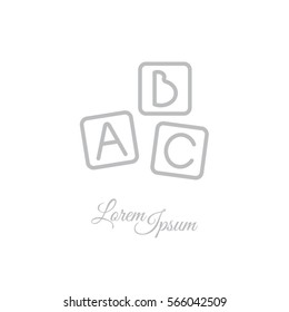 Web line icon. Baby bricks, ABC-bricks