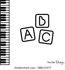 Web line icon. Baby bricks, ABC-bricks