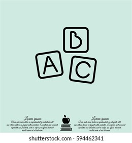 Web line icon. Baby bricks, ABC-bricks
