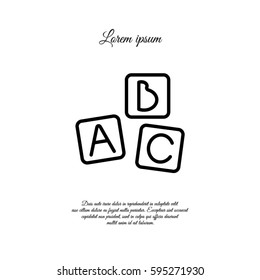 Web line icon. Baby bricks, ABC-bricks