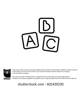 Web line icon. Baby bricks, ABC-bricks