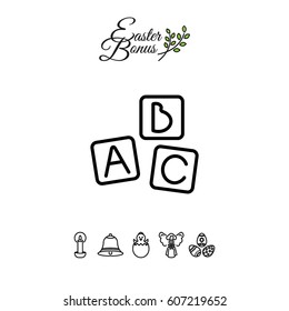 Web line icon. Baby bricks, ABC-bricks