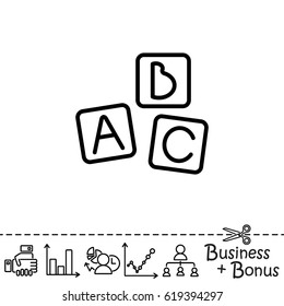 Web line icon. Baby bricks, ABC-bricks