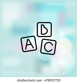 Web line icon. Baby bricks, ABC-bricks