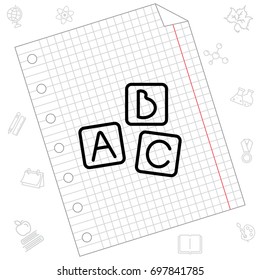 Web line icon. Baby bricks, ABC-bricks