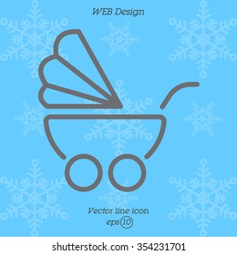 Web line icon. Baby carriage