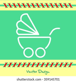 Web line icon. Baby carriage