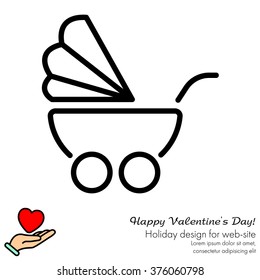Web line icon. Baby carriage