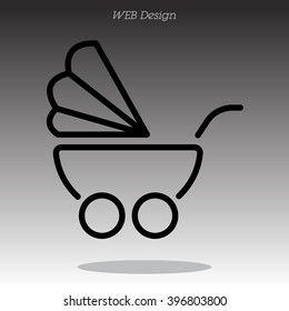 Web line icon. Baby carriage