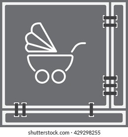 Web line icon. Baby carriage