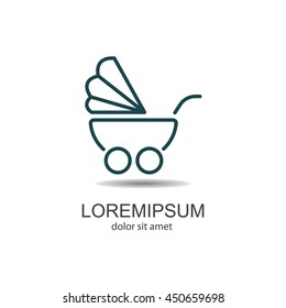 Web line icon. Baby carriage