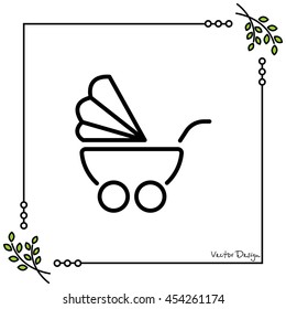 Web line icon. Baby carriage