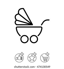 Web line icon. Baby carriage