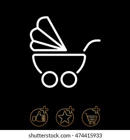 Web line icon. Baby carriage