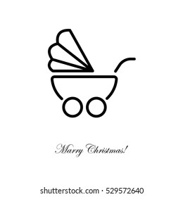 Web line icon. Baby carriage