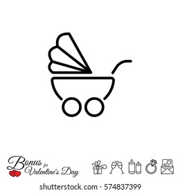Web line icon. Baby carriage