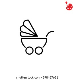 Web line icon. Baby carriage