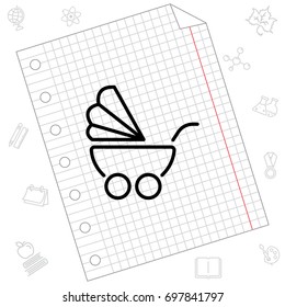 Web line icon. Baby carriage