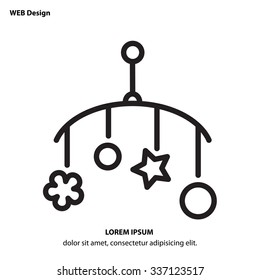 Web line icon -?? Baby crib hanging toy; toy above the crib