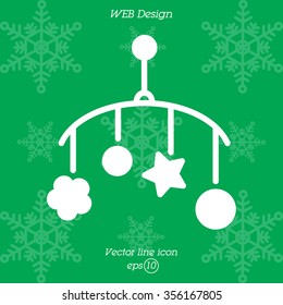 Web line icon. Baby crib hanging toy; toy above the crib