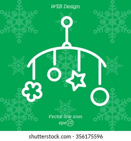 Web line icon. Baby crib hanging toy; toy above the crib