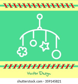 Web line icon. Baby crib hanging toy; toy above the crib