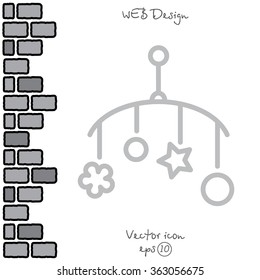 Web line icon. Baby crib hanging toy; toy above the crib