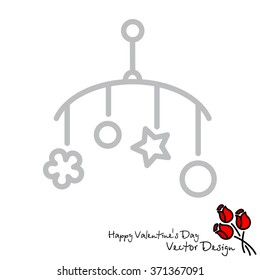 Web line icon. Baby crib hanging toy; toy above the crib