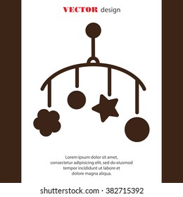 Web line icon. Baby crib hanging toy; toy above the crib