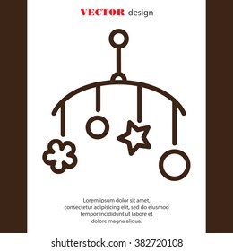 Web line icon. Baby crib hanging toy; toy above the crib