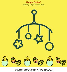 Web line icon. Baby crib hanging toy; toy above the crib