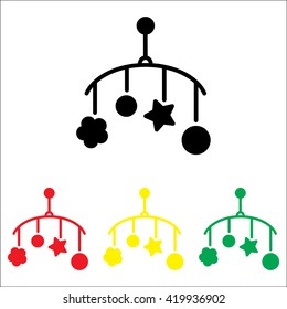 Web line icon. Baby crib hanging toy; toy above the crib