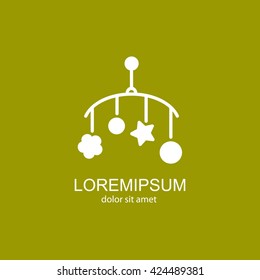 Web line icon. Baby crib hanging toy; toy above the crib