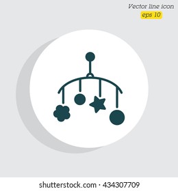 Web line icon. Baby crib hanging toy; toy above the crib