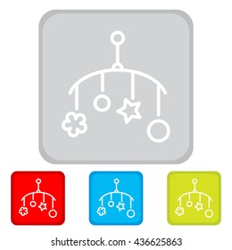 Web line icon. Baby crib hanging toy; toy above the crib