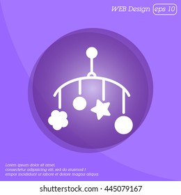 Web line icon. Baby crib hanging toy; toy above the crib