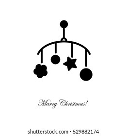 Web line icon. Baby crib hanging toy; toy above the crib