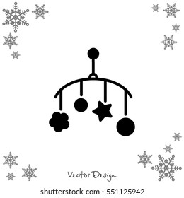 Web line icon. Baby crib hanging toy; toy above the crib