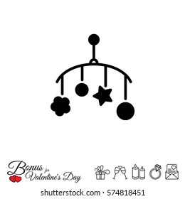Web line icon. Baby crib hanging toy; toy above the crib